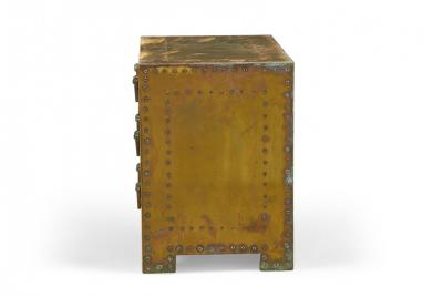 Sarried Ltd Sarreid Ltd Spanish High Style Brass Clad Strongbox Commode Bedside Table