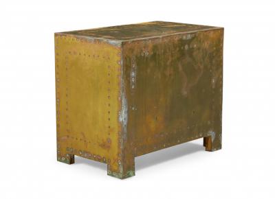 Sarried Ltd Sarreid Ltd Spanish High Style Brass Clad Strongbox Commode Bedside Table