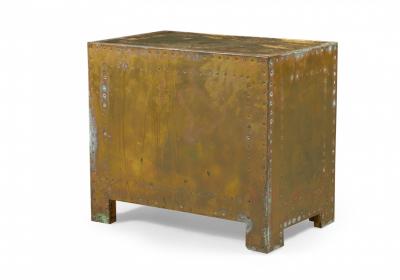 Sarried Ltd Sarreid Ltd Spanish High Style Brass Clad Strongbox Commode Bedside Table