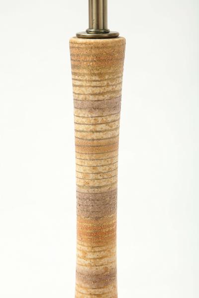 Sascha Brastoff Sascha Brastoff Tan Beige Grey Striped Lamps