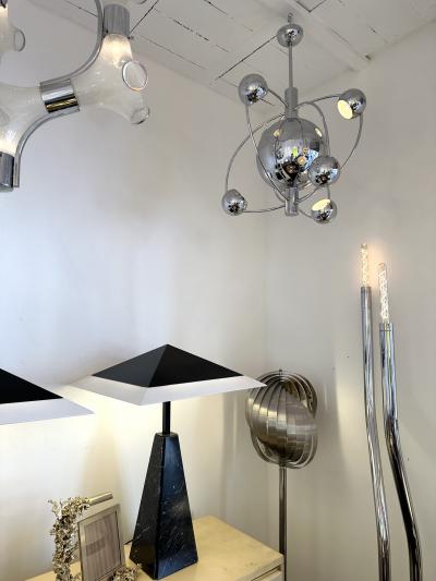 Satellite Sputnik Chandelier Metal Chrome Italy 1970s