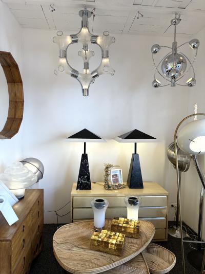 Satellite Sputnik Chandelier Metal Chrome Italy 1970s