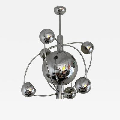 Satellite Sputnik Chandelier Metal Chrome Italy 1970s