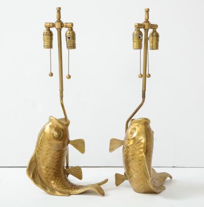 Satin Brass Koi Fish Lamps