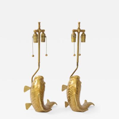 Satin Brass Koi Fish Lamps