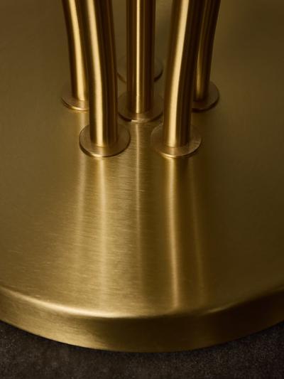 Satinated Brass and Alabaster Spiral Shades Six Arms of Light Floor Lamp