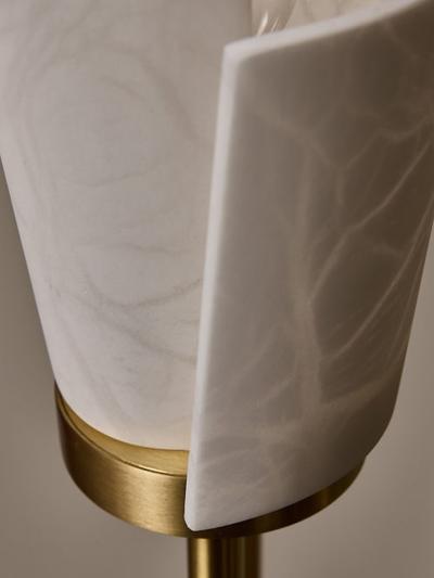 Satinated Brass and Alabaster Spiral Shades Six Arms of Light Floor Lamp