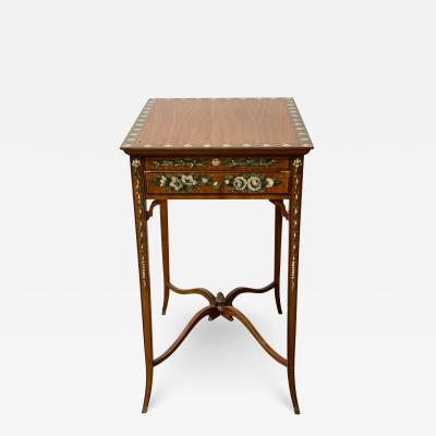 Satinwood Adams Style Inlaid End Side Bedside Table Maitland Smith
