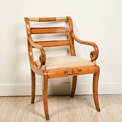 Satinwood Inlaid Armchair France or Russia circa 1825