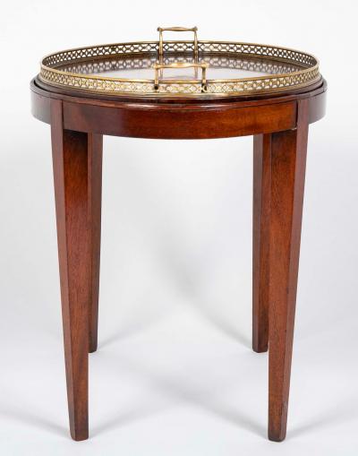 Satinwood Inlaid Brass Gallery Oval Tray on Stand with Elaborate Inlaid Border