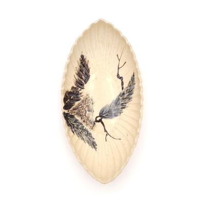 Satsuma Scalloped Earthenware Oval Dish Japan circa 1890