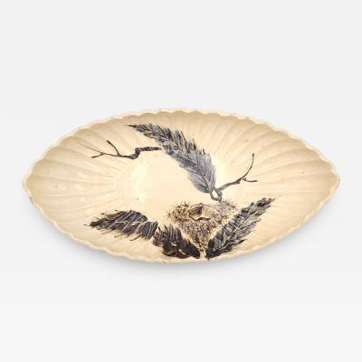 Satsuma Scalloped Earthenware Oval Dish Japan circa 1890