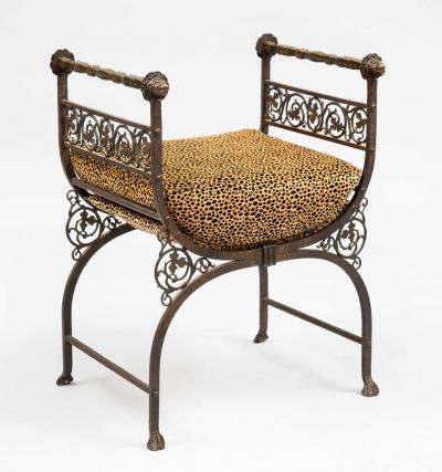 Savonarola Bronze Wrought Iron Hall Bench
