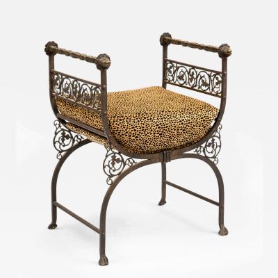 Savonarola Bronze Wrought Iron Hall Bench