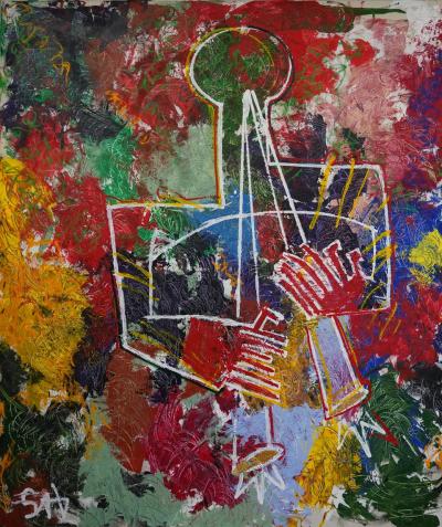 Sax Berlin The 3 Pipers At The Dawn of Peace Large Contemporary Tryptch Abstract Painting