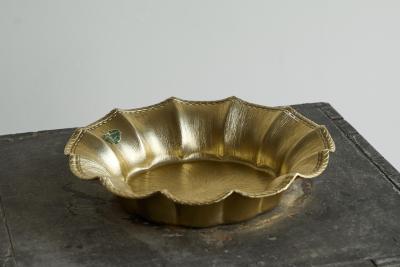 Scalloped Centerpiece in Gold Metal Italy 1960s