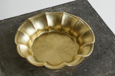 Scalloped Centerpiece in Gold Metal Italy 1960s