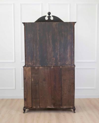 Scandinavian 18th Century Black Painted Carved Bureau