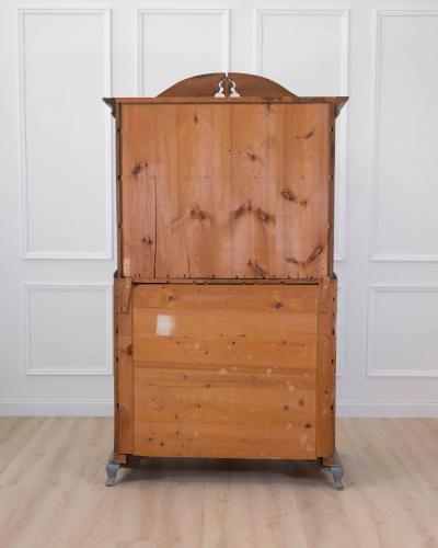 Scandinavian 18th Century Blue Painted Two Part Bureau