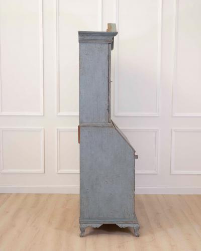 Scandinavian 18th Century Blue Painted Two Part Bureau