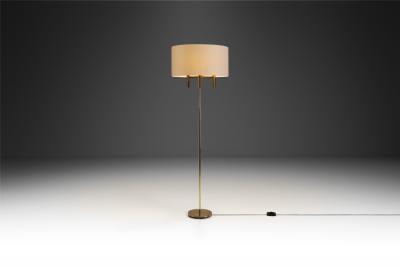 Scandinavian Brass Floor Lamp with Circular Base Scandinavia 20th Century