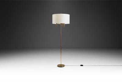 Scandinavian Brass Floor Lamp with Circular Base Scandinavia 20th Century