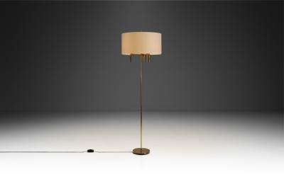 Scandinavian Brass Floor Lamp with Circular Base Scandinavia 20th Century