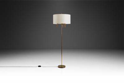 Scandinavian Brass Floor Lamp with Circular Base Scandinavia 20th Century