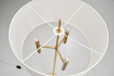 Scandinavian Brass Floor Lamp with Circular Base Scandinavia 20th Century