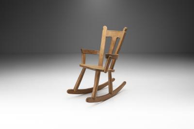 Scandinavian Brutalist Oak rocking Chair Scandinavia 1970s