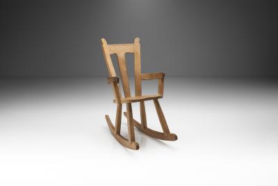 Scandinavian Brutalist Oak rocking Chair Scandinavia 1970s