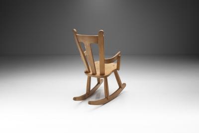 Scandinavian Brutalist Oak rocking Chair Scandinavia 1970s