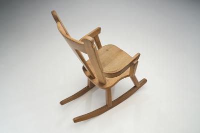 Scandinavian Brutalist Oak rocking Chair Scandinavia 1970s
