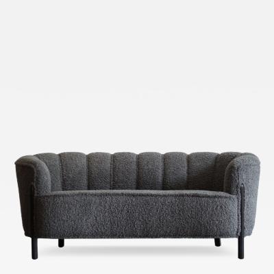 Scandinavian Cabinetmaker Loveseat in Charcoal Boucl Sweden C 1940s
