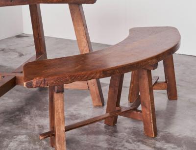 Scandinavian Cabinetmaker Rustic Set of Table and Benches in Solid Pine 1940s