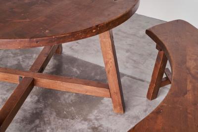 Scandinavian Cabinetmaker Rustic Set of Table and Benches in Solid Pine 1940s