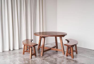 Scandinavian Cabinetmaker Rustic Set of Table and Benches in Solid Pine 1940s