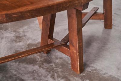 Scandinavian Cabinetmaker Rustic Set of Table and Benches in Solid Pine 1940s