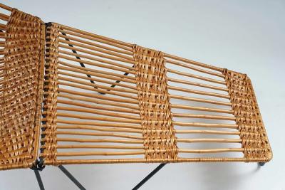 Scandinavian Cane and Metal Lounge Chair 1950s
