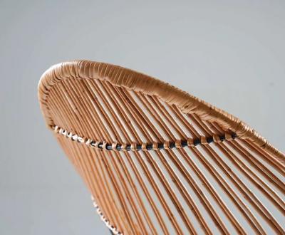 Scandinavian Cane and Metal Lounge Chair 1950s
