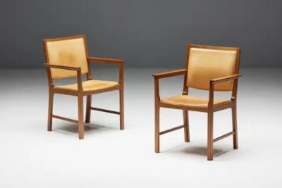 Scandinavian Conference Chairs in Natural Leather 1970s