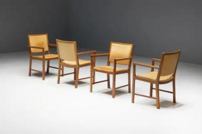 Scandinavian Conference Chairs in Natural Leather 1970s
