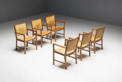 Scandinavian Conference Chairs in Natural Leather 1970s