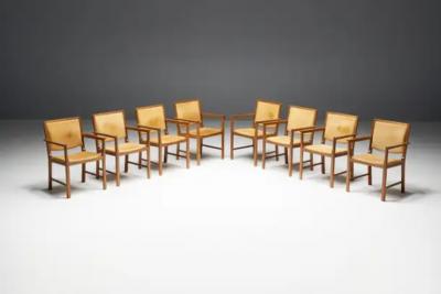 Scandinavian Conference Chairs in Natural Leather 1970s