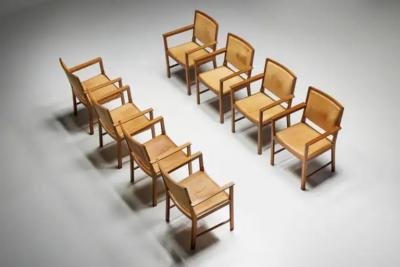 Scandinavian Conference Chairs in Natural Leather 1970s