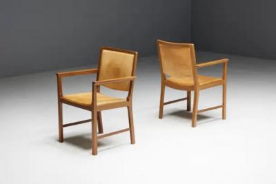 Scandinavian Conference Chairs in Natural Leather 1970s