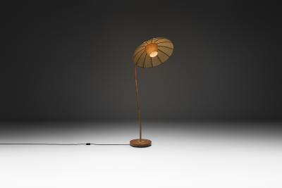 Scandinavian Floor Lamp with Rattan Stem Sweden First half of the 20th Century