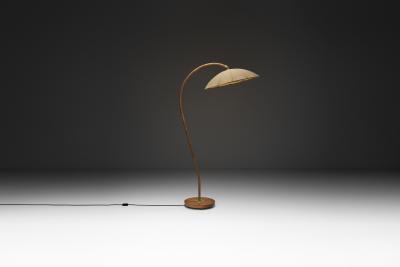 Scandinavian Floor Lamp with Rattan Stem Sweden First half of the 20th Century