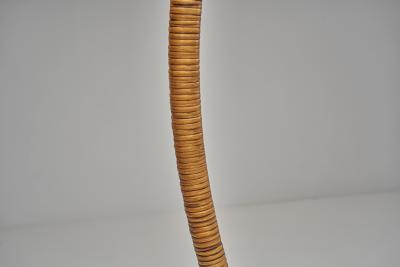 Scandinavian Floor Lamp with Rattan Stem Sweden First half of the 20th Century