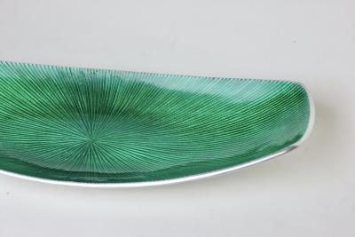 Scandinavian Green Sunburst Enamel Aluminum Tray 1970 Sweden